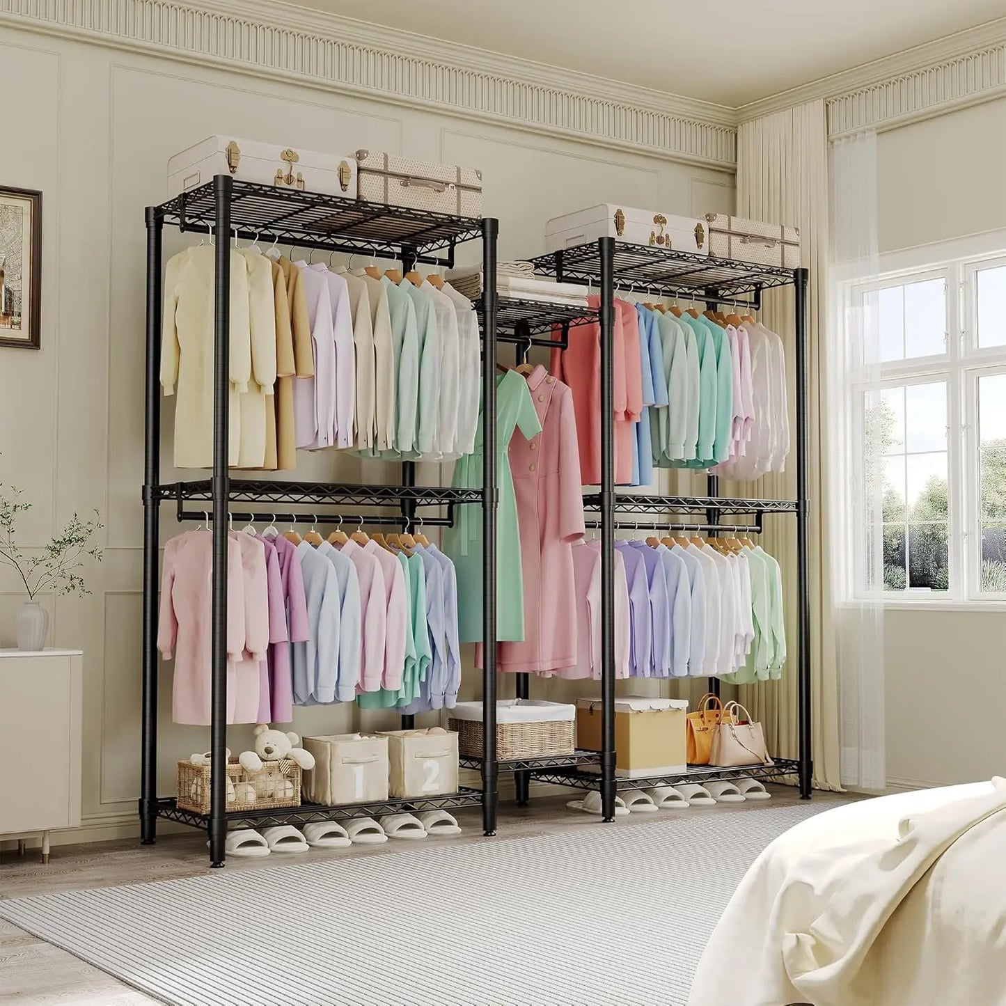 Heavy Duty Clothes Rack with 5 Hang Rods