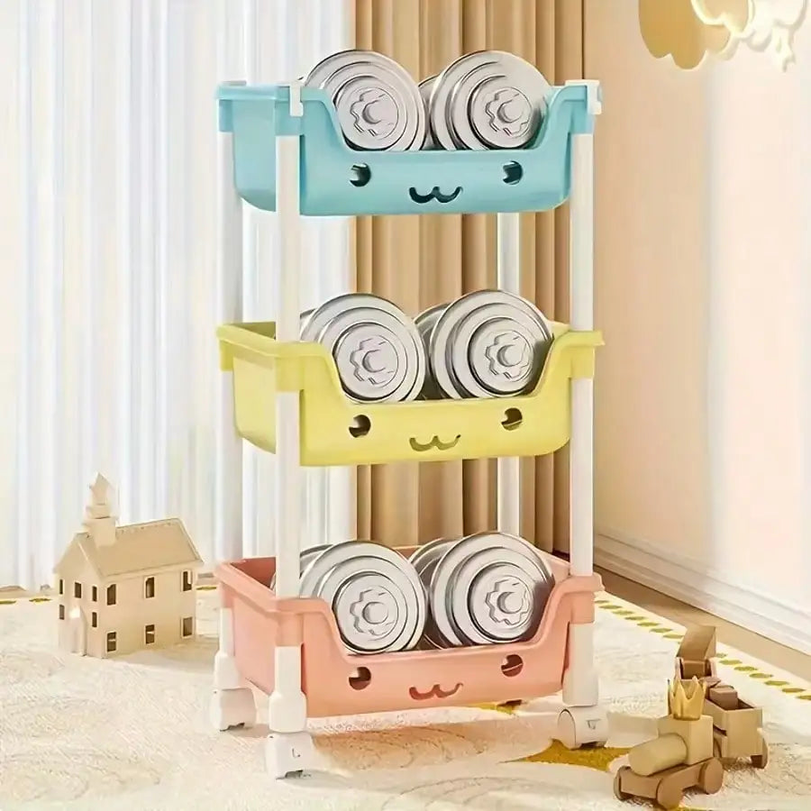 Multifunctional Storage Rack With Rolling Wheels