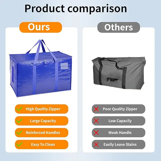 6 Pack Moving Bags Heavy Duty with Zippers & Carrying Handles
