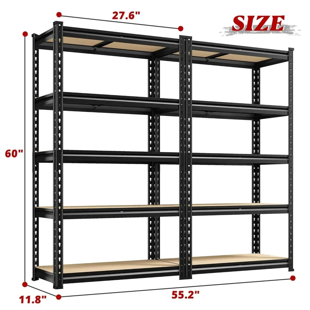 2 Pack Heavy-Duty  Adjustable Metal Garage Shelving