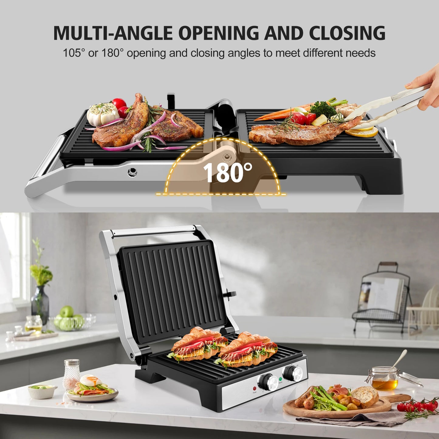 1500W 4-Slice Panini Press With Timer