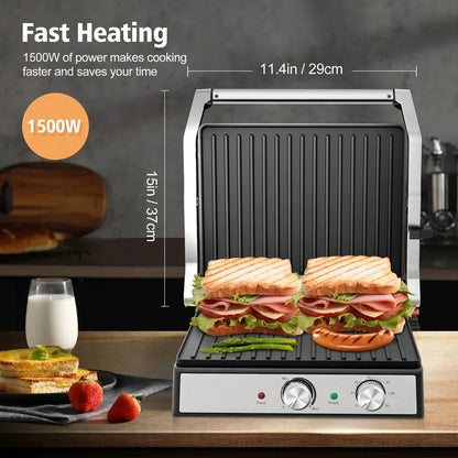 1500W 4-Slice Panini Press With Timer