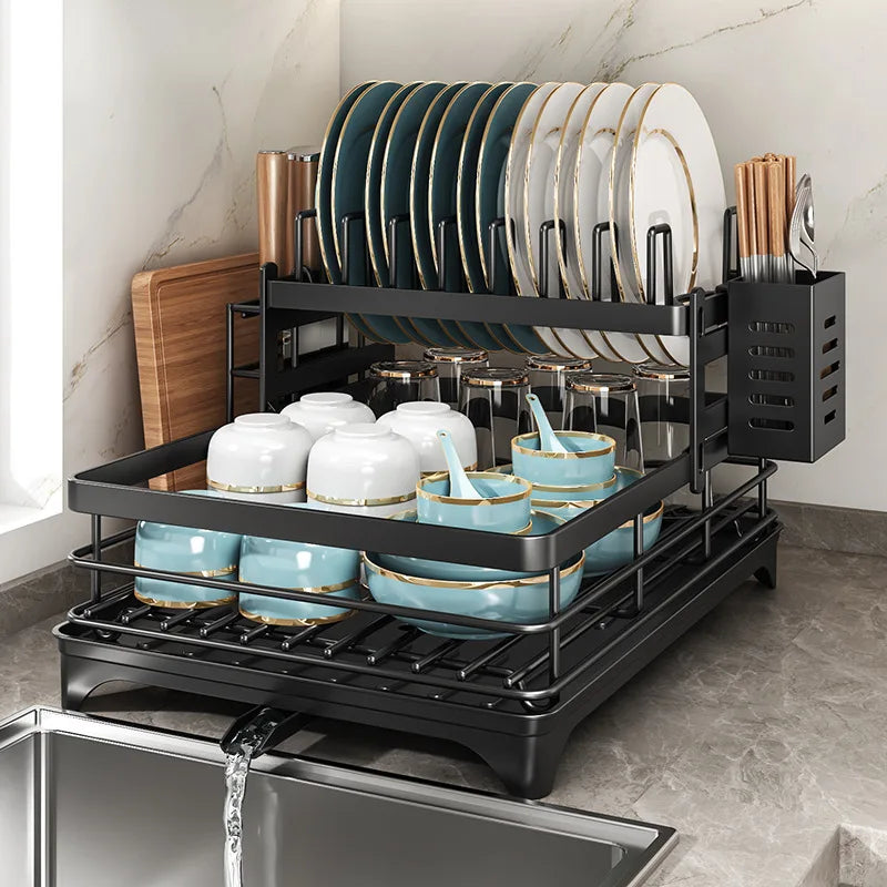 Stainless Steel Dish Drying Rack Adjustable Plate Organizer
