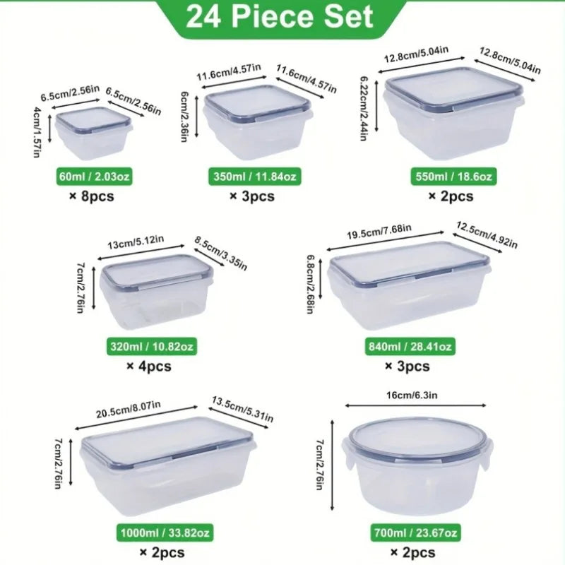 Food Storage Set - 24 Airtight Containers & Lids