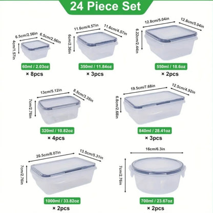 Food Storage Set - 24 Airtight Containers & Lids