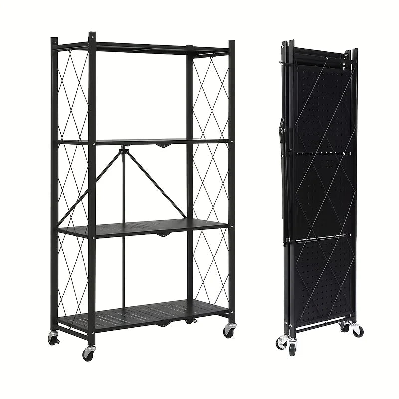 Folding Storage Rack, No Installation, with Wheels
