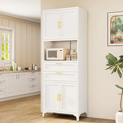 White Pantry Cabinet with Drawers