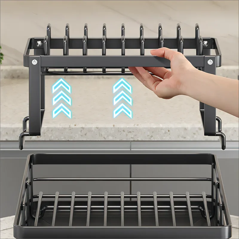 Stainless Steel Dish Drying Rack Adjustable Plate Organizer