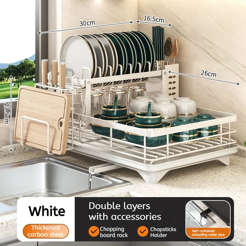 Stainless Steel Dish Drying Rack Adjustable Plate Organizer