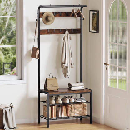 Coat Rack with Shoe Bench
