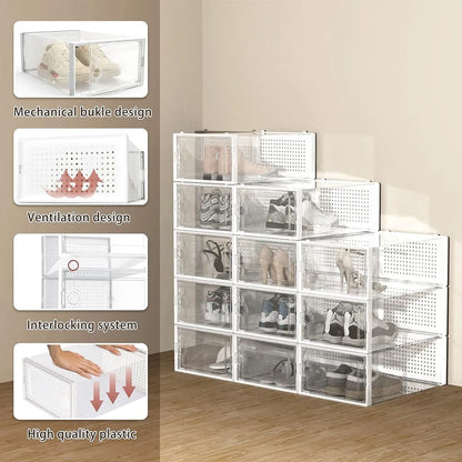 12-Pack Transparent  Stackable Shoe Storage