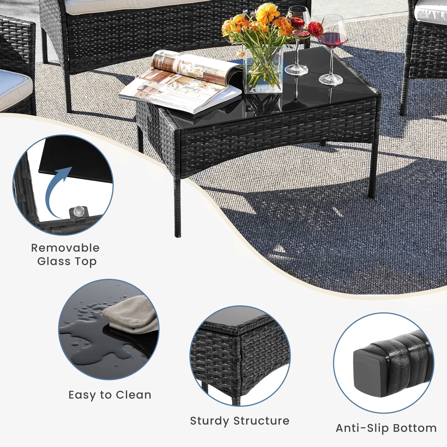 4 Piece Outdoor Patio Furniture Set