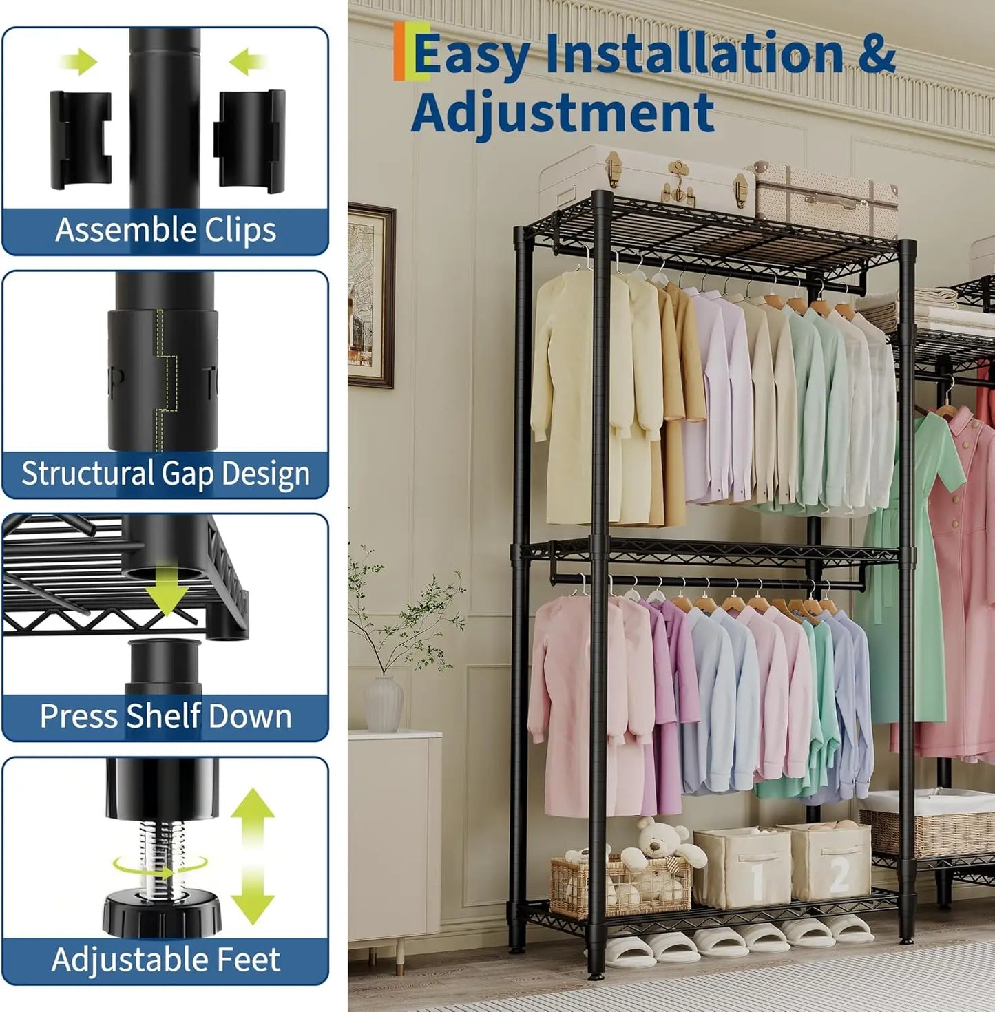 Heavy Duty Clothes  Rack with 5 Hang Rods