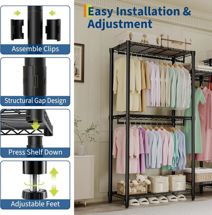 Heavy Duty Clothes  Rack with 5 Hang Rods