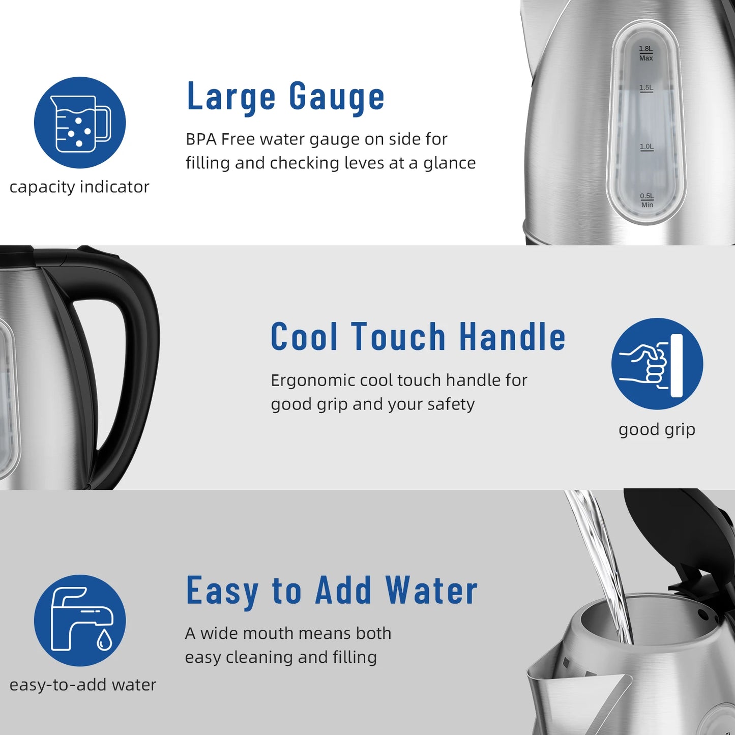 1.8L Stainless Steel Electric Kettle