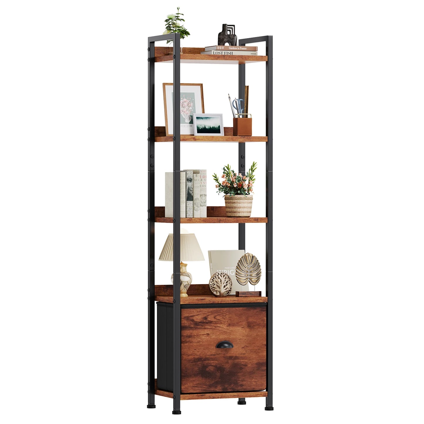 Wood 5 Tier Bookshelf