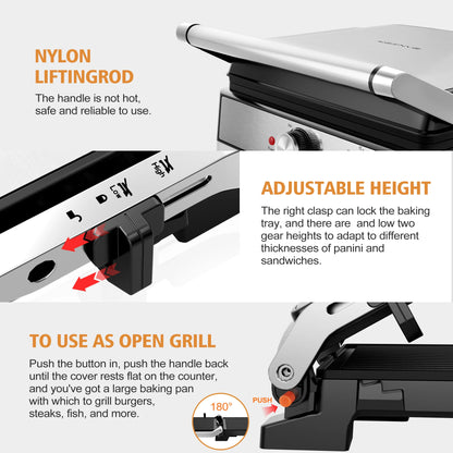 1500W 4-Slice Panini Press With Timer