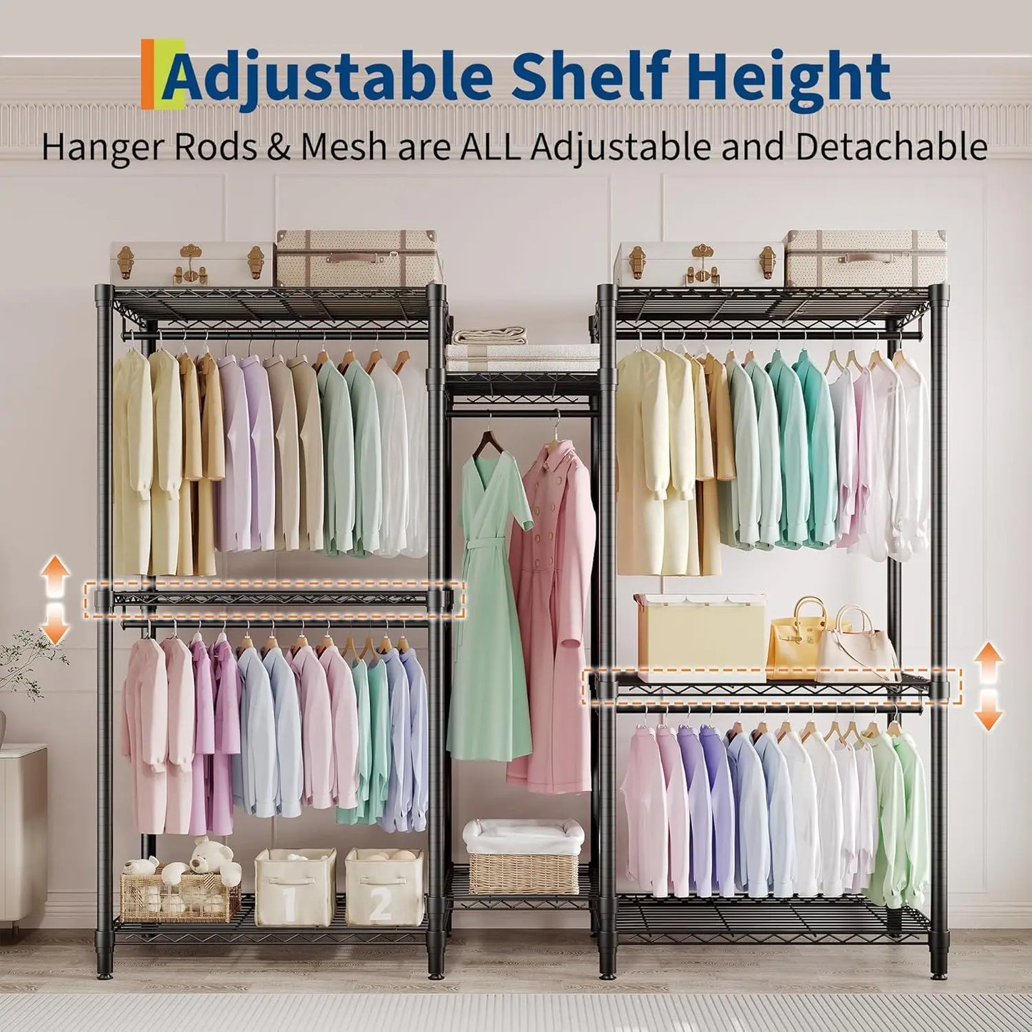 Heavy Duty Clothes  Rack with 5 Hang Rods