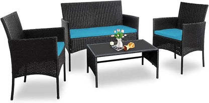 4 Piece Outdoor Wicker Patio  Furniture Set