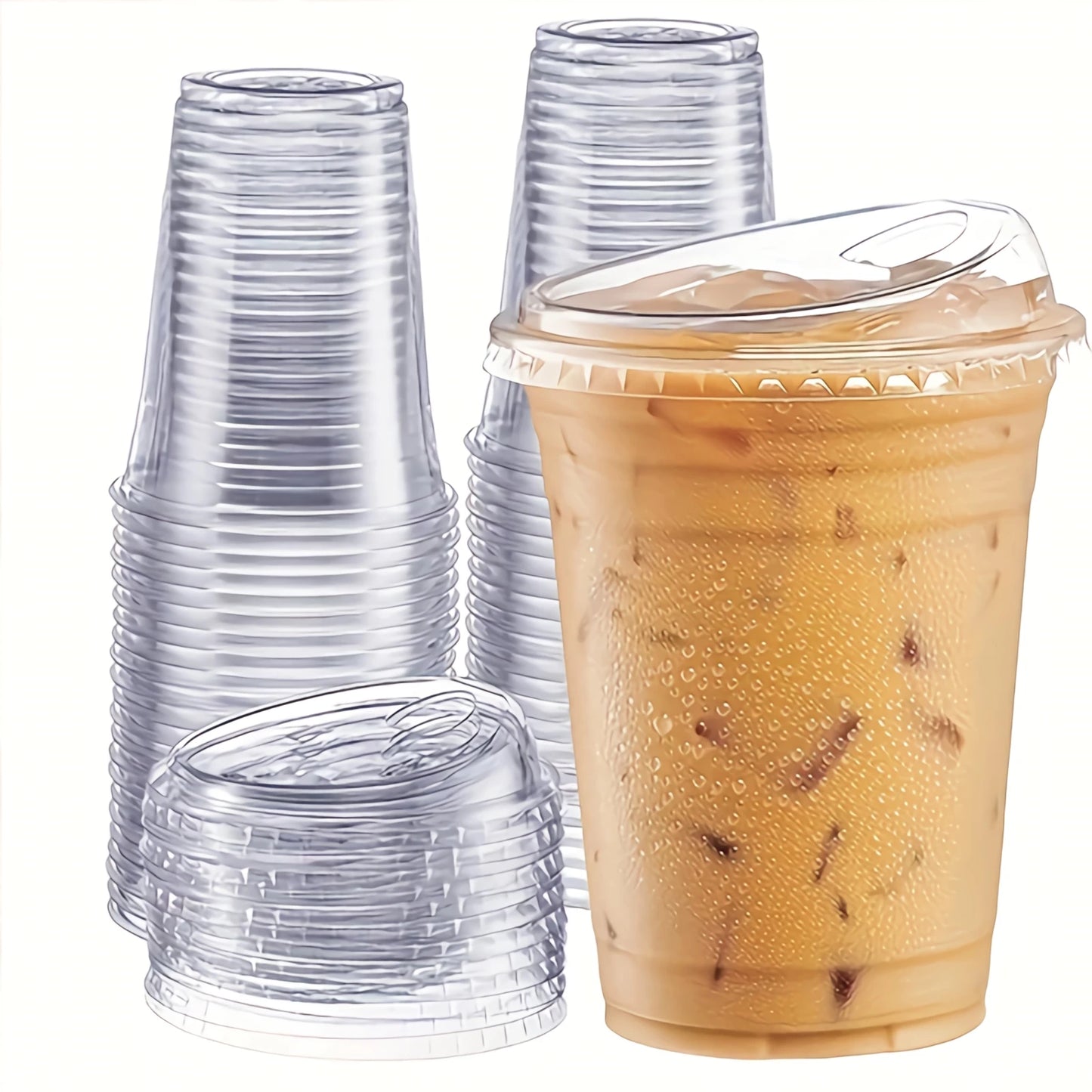 Clear Plastic Cups with Lids 10 Pack
