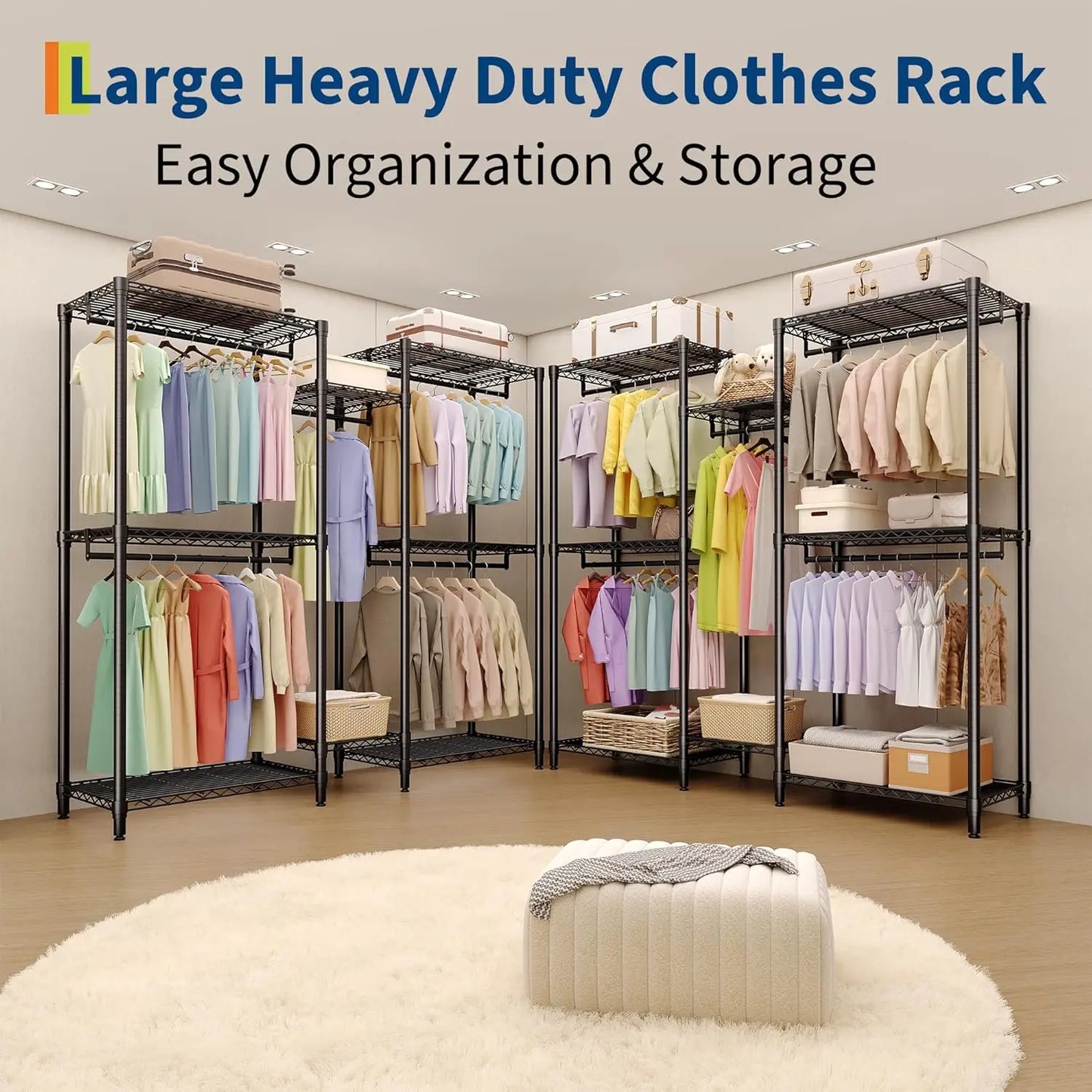 Heavy Duty Clothes  Rack with 5 Hang Rods