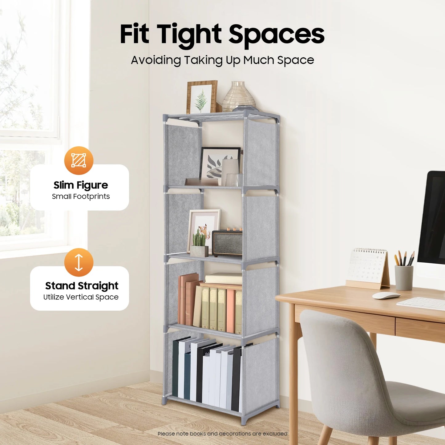 Book Shelf 4 Tier Wall Mounted