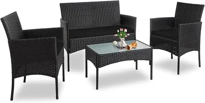 4 Piece Outdoor Wicker Patio  Furniture Set