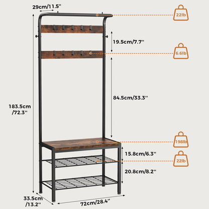 Coat Rack with Shoe Bench