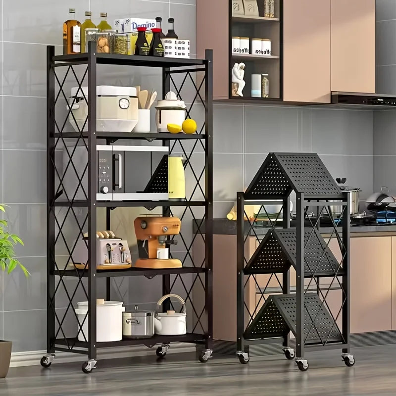 Folding Storage Rack, No Installation, with Wheels