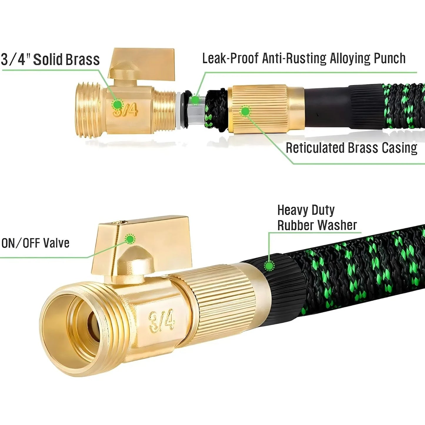 Non-Expandable Garden Hose with 10 Function Nozzles