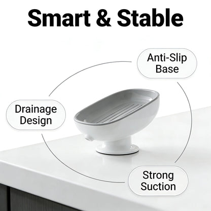 Suction Cup Soap Dish Self-Draining