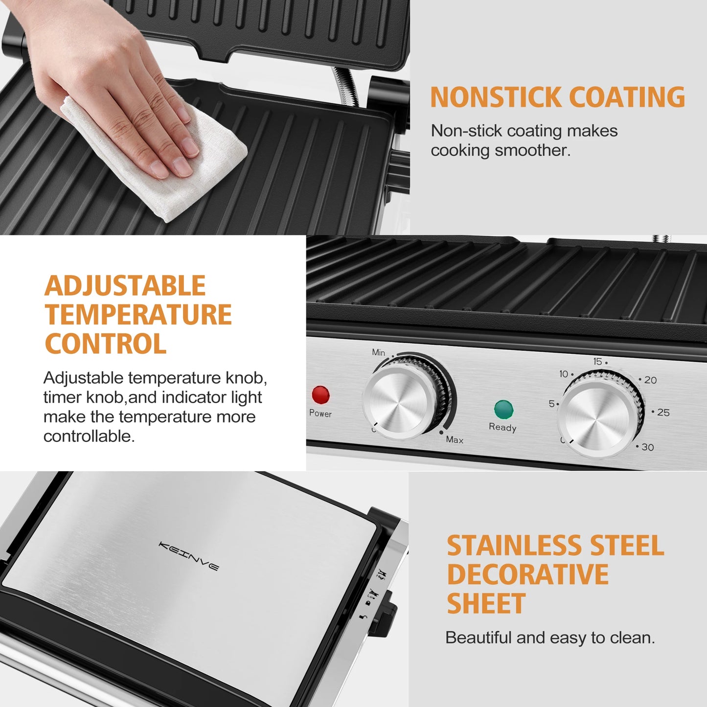 1500W 4-Slice Panini Press With Timer