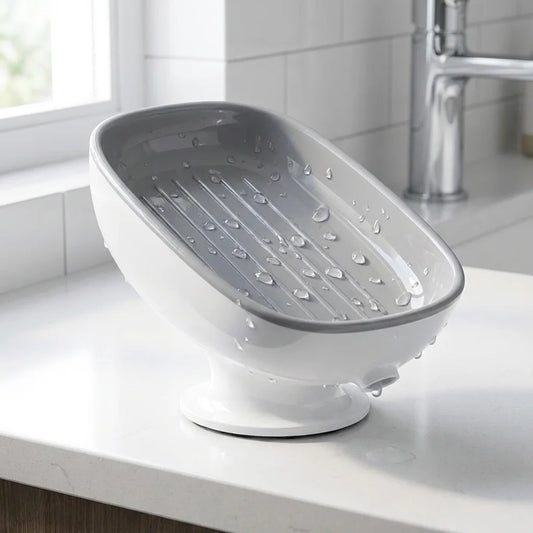 Suction Cup Soap Dish Self-Draining