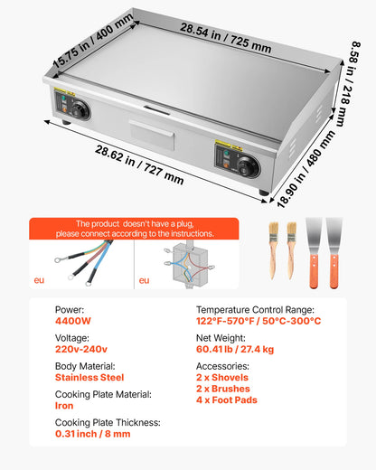 Commercial Electric Griddle 50-300°C
