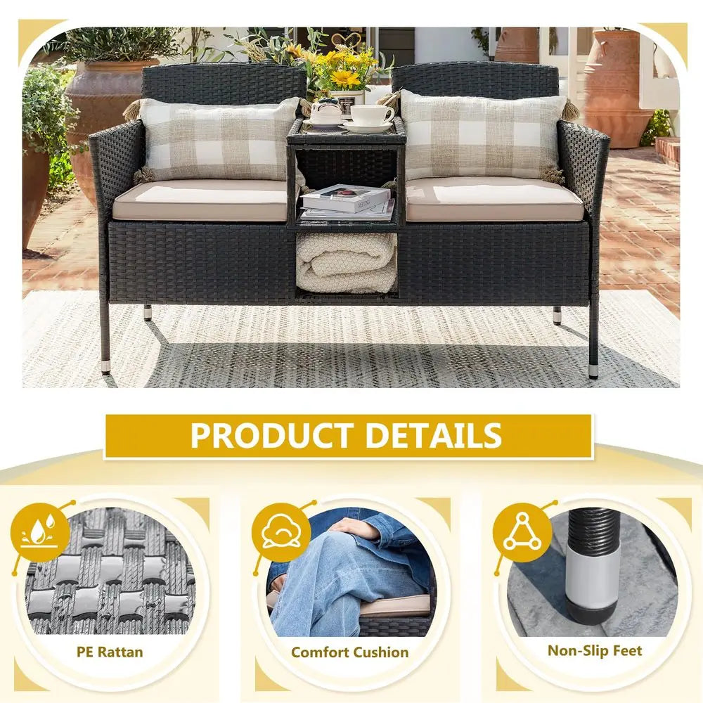Patio Loveseat Modern Rattan