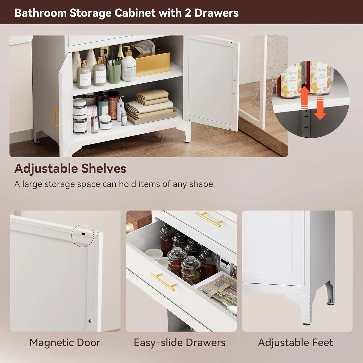 White Pantry Cabinet with Drawers