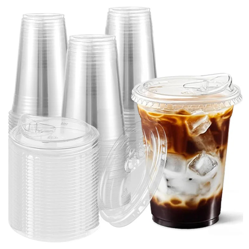 Clear Plastic Cups with Lids 10 Pack