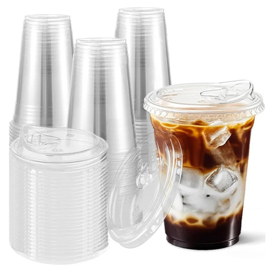 Clear Plastic Cups with Lids 10 Pack