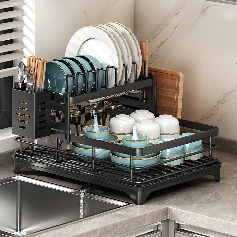 Stainless Steel Dish Drying Rack Adjustable Plate Organizer