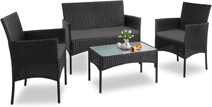 4 Piece Outdoor Wicker Patio  Furniture Set