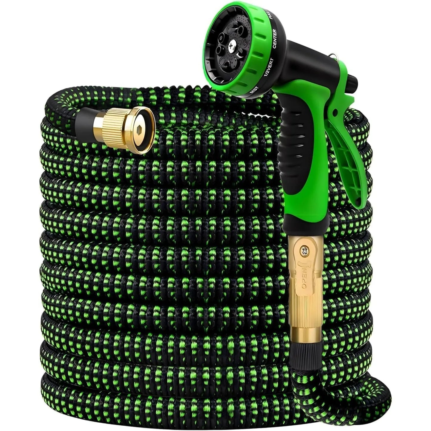 Non-Expandable Garden Hose with 10 Function Nozzles