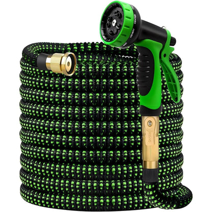 Non-Expandable Garden Hose with 10 Function Nozzles
