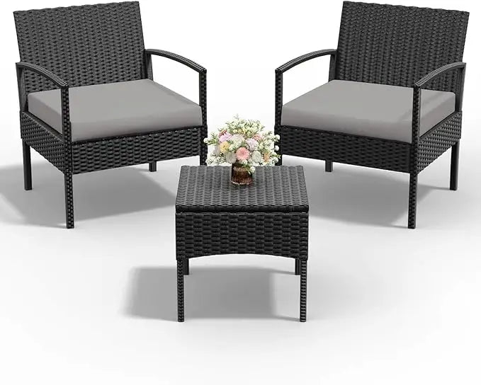 4 Piece Outdoor Wicker Patio  Furniture Set