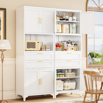 White Pantry Cabinet with Drawers