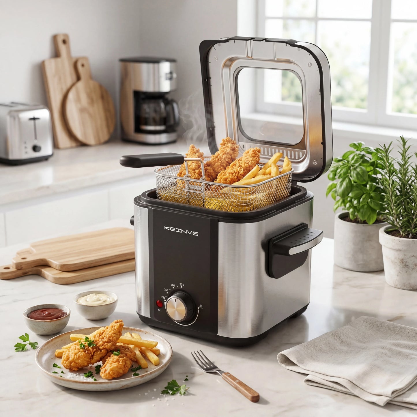 1.5L Electric Deep Fryer with Temp Control