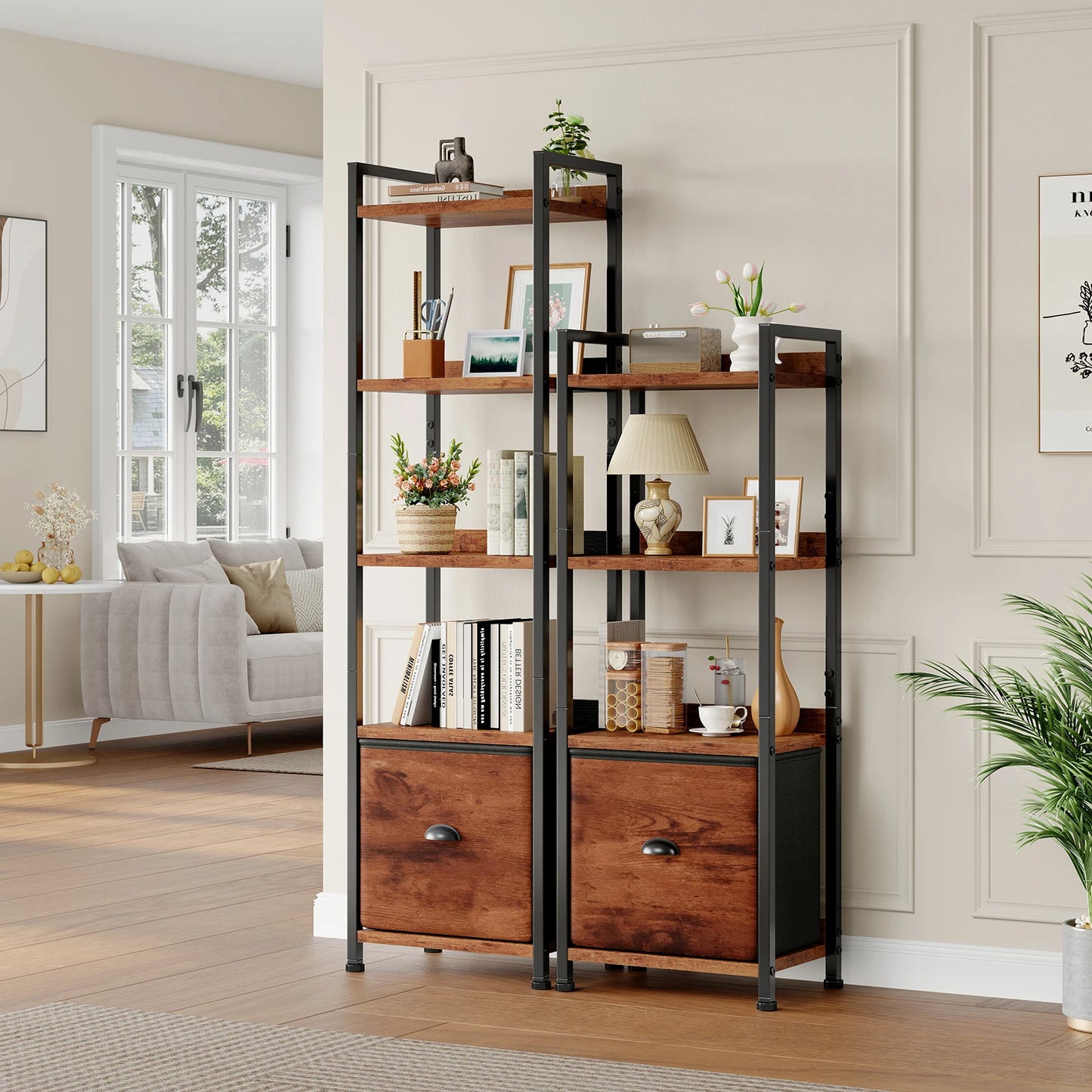 Wood 5 Tier Bookshelf