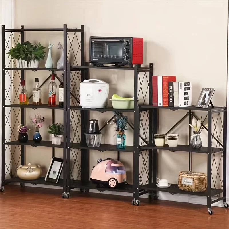 Folding Storage Rack, No Installation, with Wheels