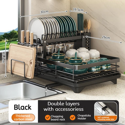 Stainless Steel Dish Drying Rack Adjustable Plate Organizer