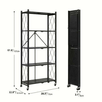 Folding Storage Rack, No Installation, with Wheels