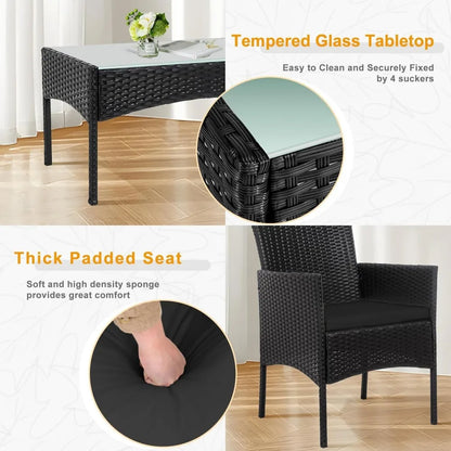 4 Piece Outdoor Wicker Patio  Furniture Set